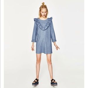 Zara Denim Frill Dress